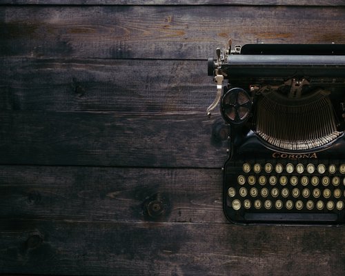 A close up view of an old typewriter